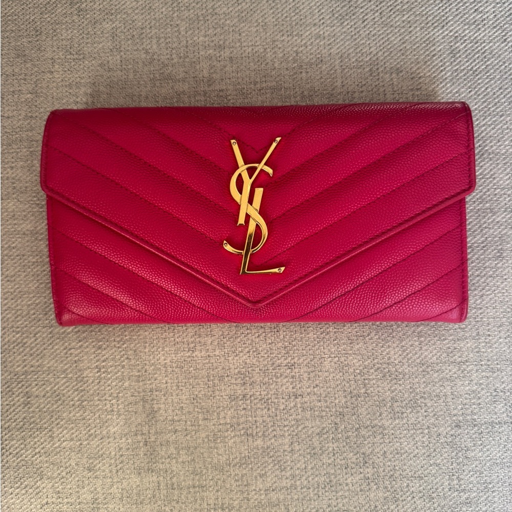 YSL Pink Leather long wallet